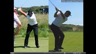 Jon Rahm golf swing  Long Iron faceon amp downtheline July 2017 [upl. by Tinya]