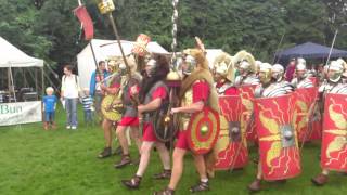 Roman Reenactment at the Amphitheatre in Caerleon Marching In [upl. by Arayk289]