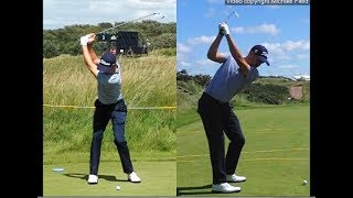 Justin Thomas golf swing  Long Iron faceon amp downtheline July 2017 [upl. by Carmon]