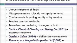 Misrepresentation Lecture 1 of 4 [upl. by Lebbie735]